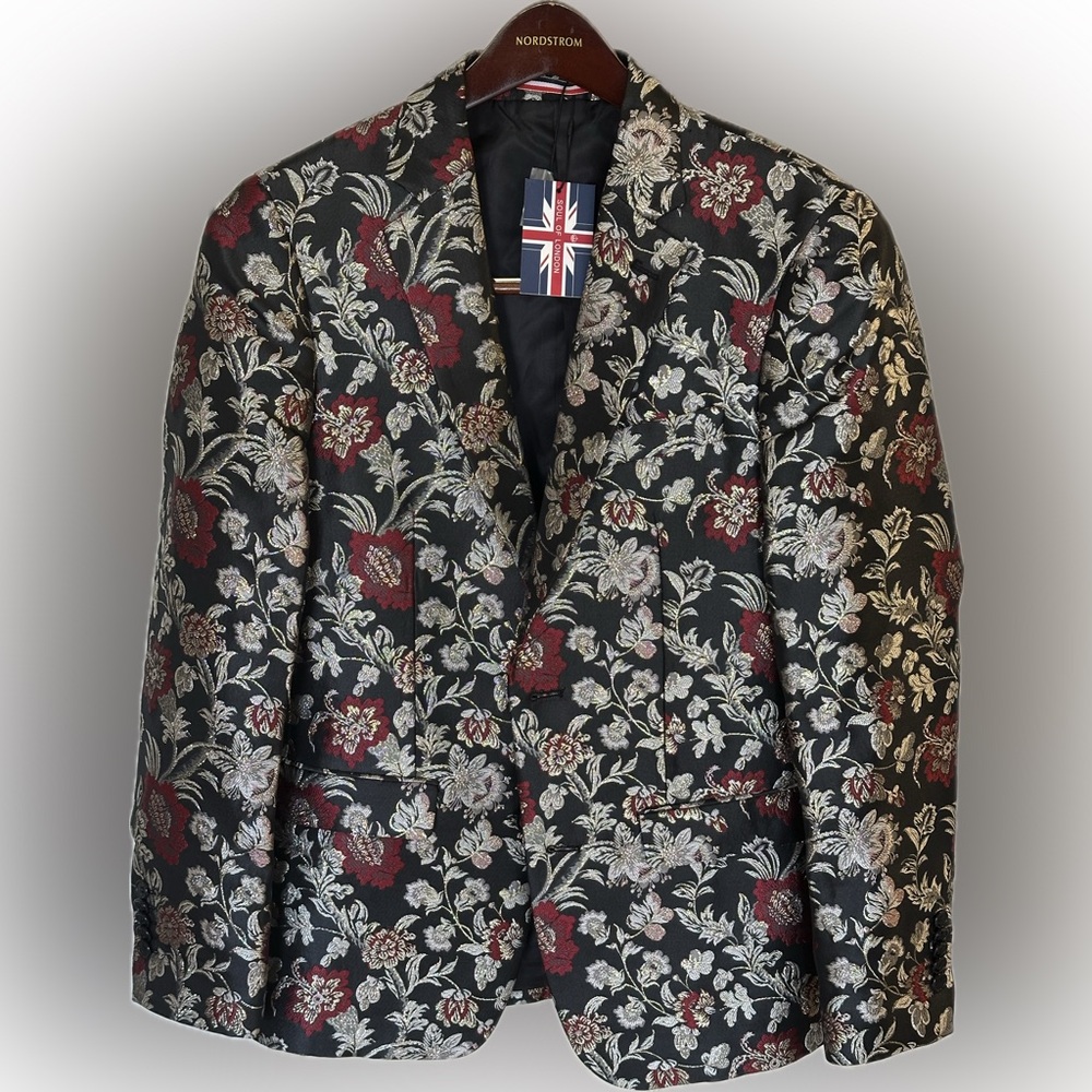 Soul of London - NWT - Floral Patterned Blazer - Black, Silver, Gold and Red